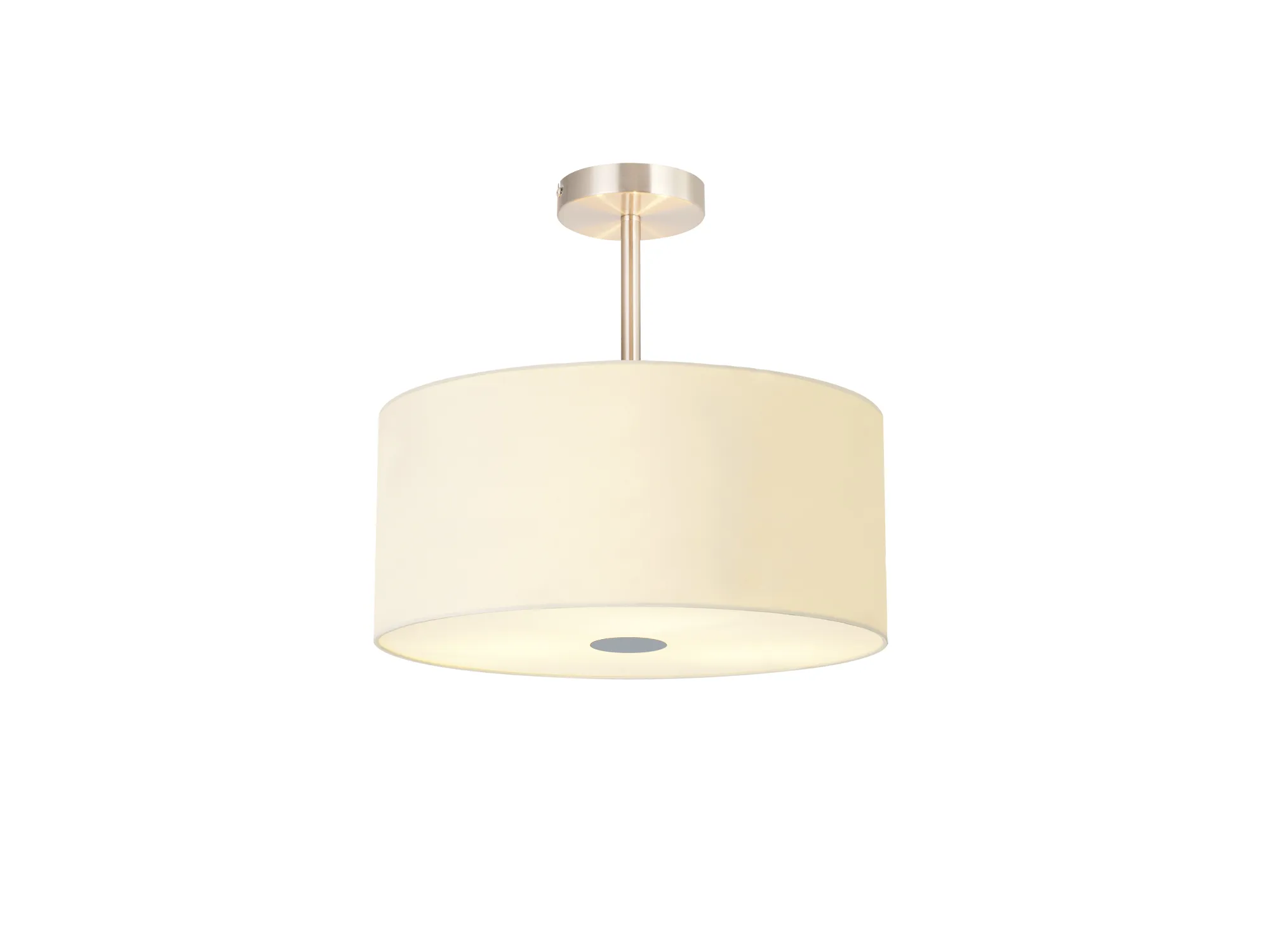 Baymont 40cm Semi Flush 3 Light Satin Nickel, Ivory Pearl, Frosted Diffuser